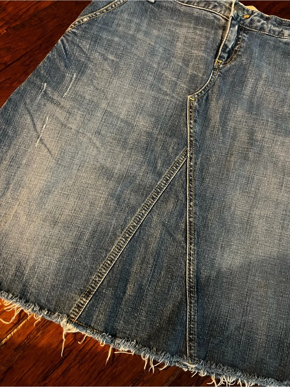 Banana Republic Denim Mini Skirt Size 0 Petite Raw Hem Cargo Pocket